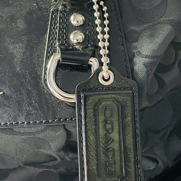 COACH Ashley Satchel Black Signature Jacquard Leather Silver Hardware - Picture 11 of 11